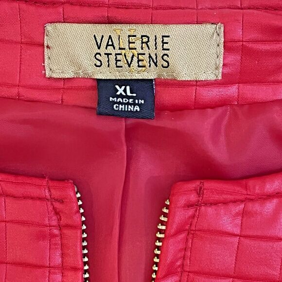 Valerie Stevens Womens XL Red Full Zip Jacket Lined 2 Front Pockets Round Neck - Picture 3 of 7